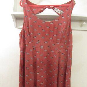 Plus size Bow-back Pink Zebra Chiffon Dress with pockets